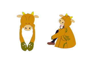 Illustration of children's clothes animal set con logo design