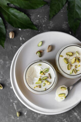 Italian dessert  in cup with mango 