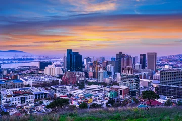 Fotobehang Afrika Cape Town City CBD skyline and golden clouds twilight  © Arnold