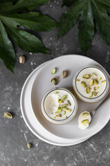 Italian dessert  in cup with mango 