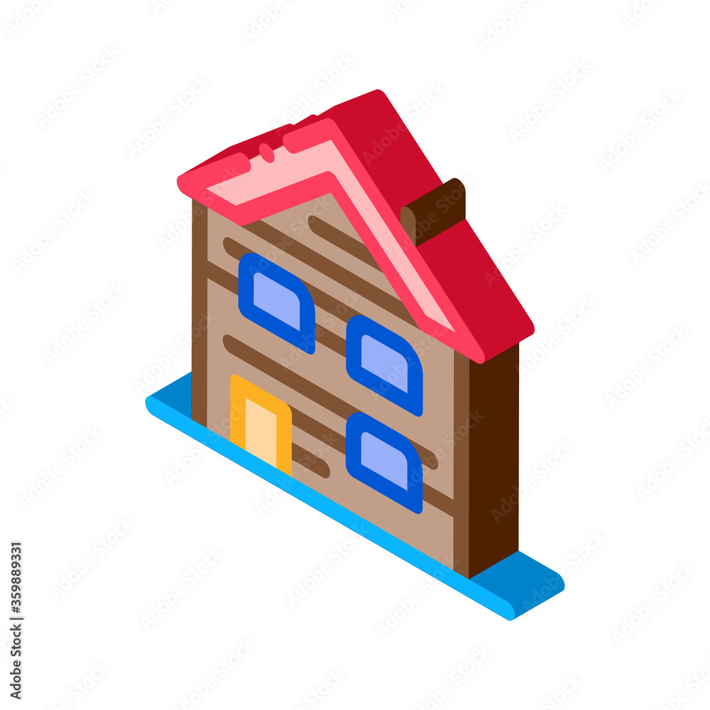 Wall mural ski resort cabin building icon vector. isometric ski resort cabin building sign. color isolated symbol illustration