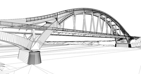 The BIM model of the bridge of wireframe view	