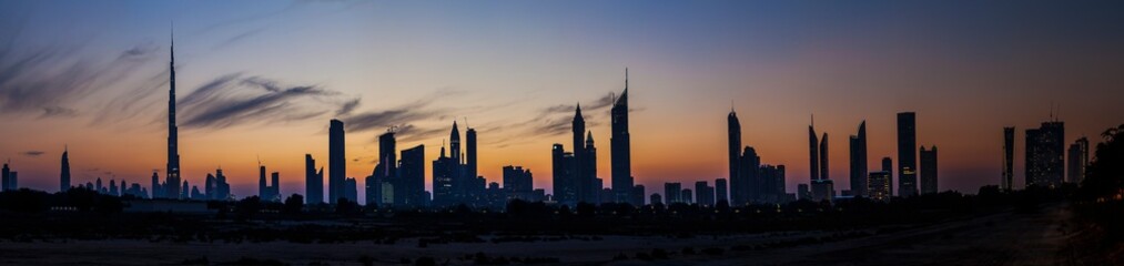 Panoramic picture of Dubai at night