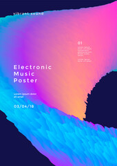Electronic music poster with gradient wave. Modern club party flyer. Abstract vibrant sound background.