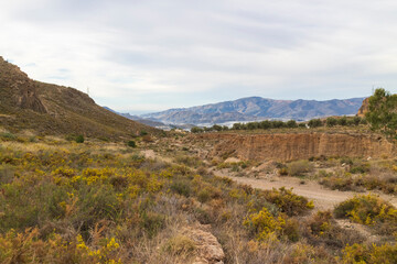 Fototapeta na wymiar semi desert landscape in the province of Almeria