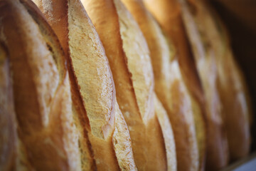 Ordered bread on the shelves, Pastry, Patisserie and Bakery