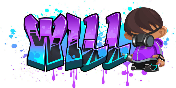 Will. A cool Graffiti Name illustration inspired by graffiti and street art culture. Vivid vibrant colors, immaculate style, perfect balance.