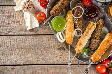 Beef and chicken shish kebab