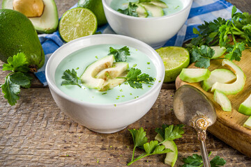 Homemade avocado cream soup