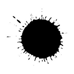 Black drop isolated on white background. Grunge splash texture. Vector illustration.