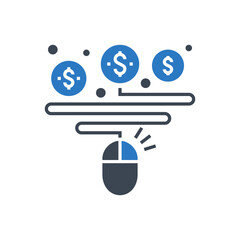 Pay Per Click Related Vector Glyph Icon. Isolated on White Background. Vector Illustration.