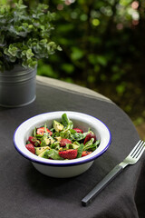 Summer salad with avocado and strawberry 