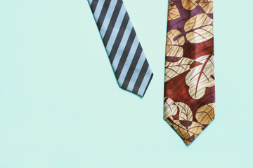 Parts of retro neckties, close up
