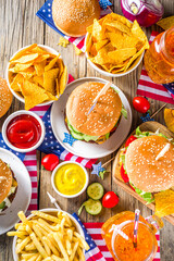 Traditional American Picnic with burgers