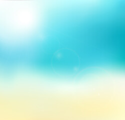 Beach sea and sun. Summer vector travel background.  Abstract blurred gradient background. Summer vector travel design. Vector illustration for travel concept