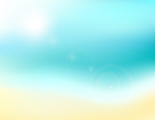 Beach sea and sun. Summer vector travel background.  Abstract blurred gradient background. Summer vector travel design. Vector illustration for travel concept