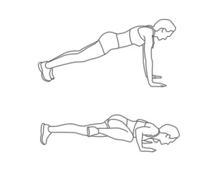 push up exercise silhouette icon vector set outline
