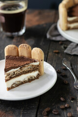 Italian dessert tiramisu with coffee 