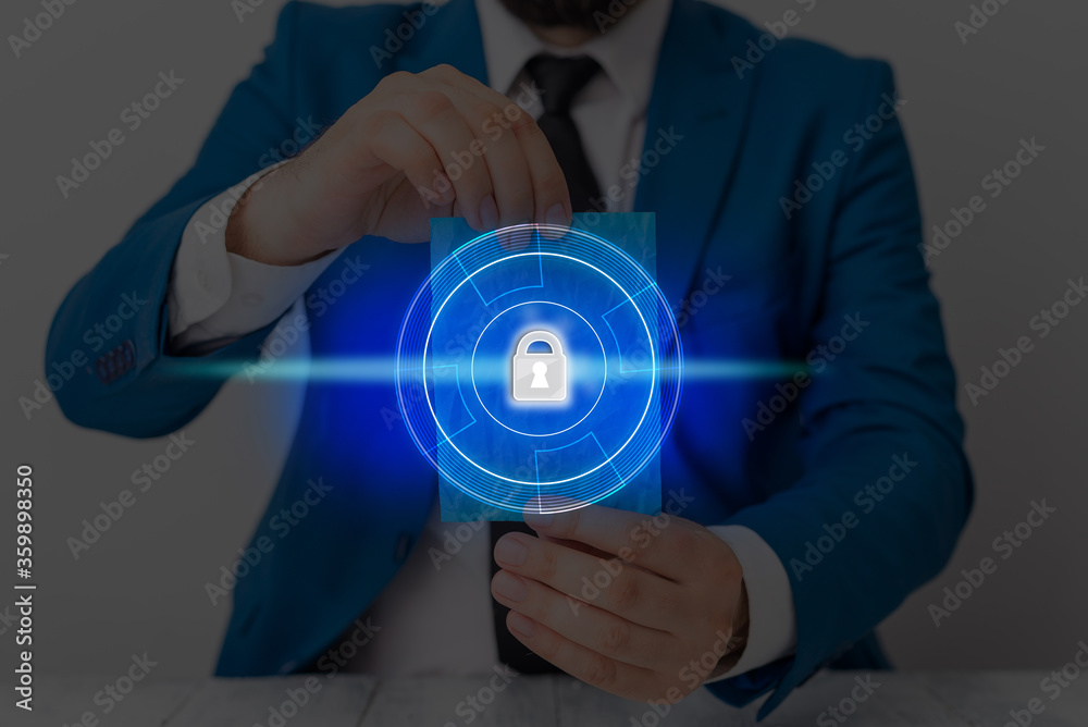 Poster graphics padlock for web data information security application system