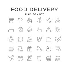 Set line icons of food delivery