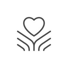 Care and support sign line outline icon