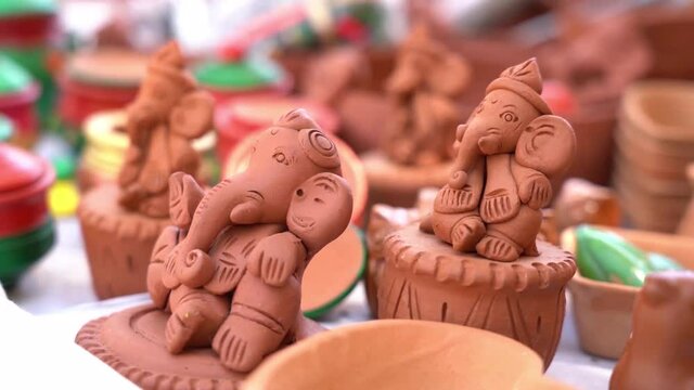 Lord Ganesha clay idols. Eco friendly, non toxic, artistic, cute figurines for sale in time for Ganesh Chaturthi
