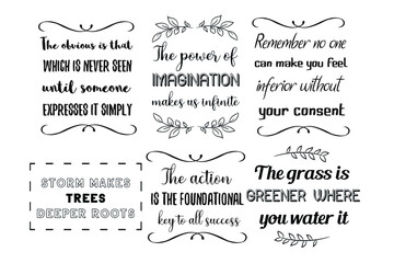 Set of Calligraphy Positive Quotes Sayings for print about Strenght