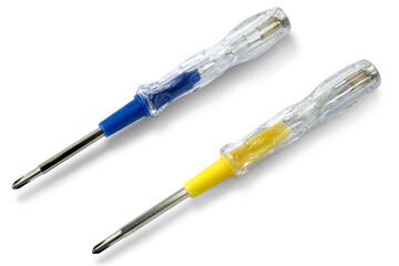 Screwdrivers Mains Tester on a white background,with clipping path