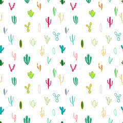 Cactus seamless pattern background. Vector illustration for fabric and gift wrap paper design.