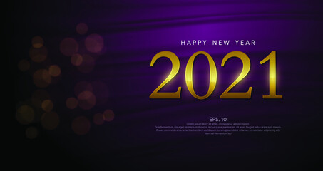 Happy new year 2021 banner. golden vector luxury text 2021 happy new year