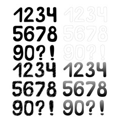 Vector illustration. A set of black and white hand-drawn numbers from zero to nine.