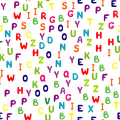 Vector illustration. Seamless pattern of colorful English letters