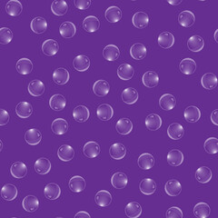 Vector illustration. Seamless pattern. Transparent drops at random on purple background.