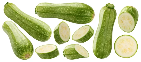 Fototapete Frisches Gemüse Kürbisgemüse Mark Zucchini isoliert auf weißem Hintergrund
