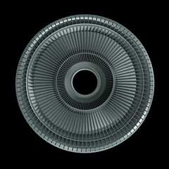 Sci-Fi Mechanical, Robotic Gear Isolated On Black Background