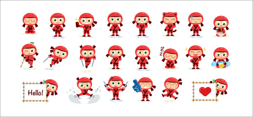 Red Ninja Vector Mascot Character