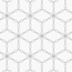 Naklejka premium linear vector pattern, repeating abstract leaves, gray line of leaf or flower, floral. graphic clean design for fabric, event, wallpaper etc. pattern is on swatches panel.