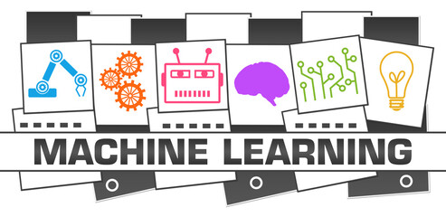 Machine Learning Dark Colorful AI Symbols Squares Grid 