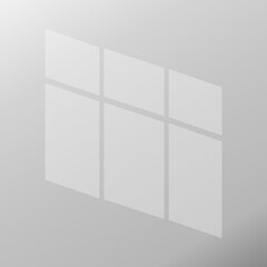 Realistic window light and shadow. Grey background