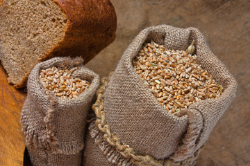 bag of wheat in the bakery