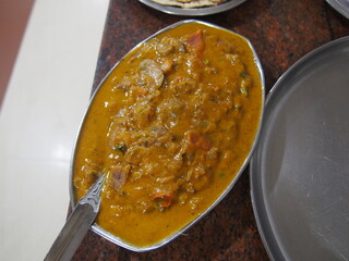 Plenty of curry on a silver platter, Thiruvananthapuram (Trivandrum), Kerala, India