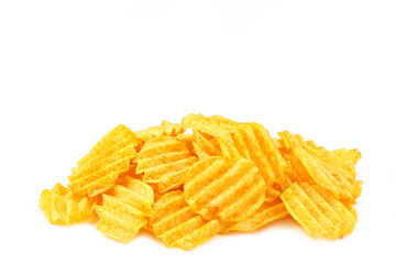 Potato chips isolated on white background, cut out