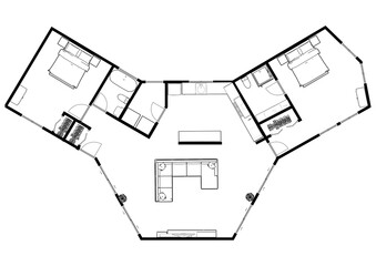 2d floor plan. Black&white floor plan. Floorplan.