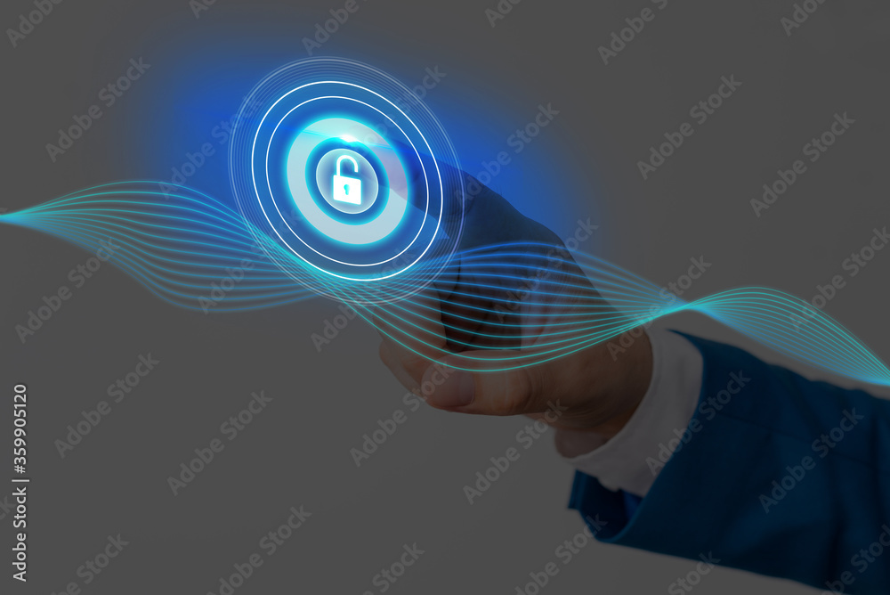 Poster graphics padlock for web data information security application system