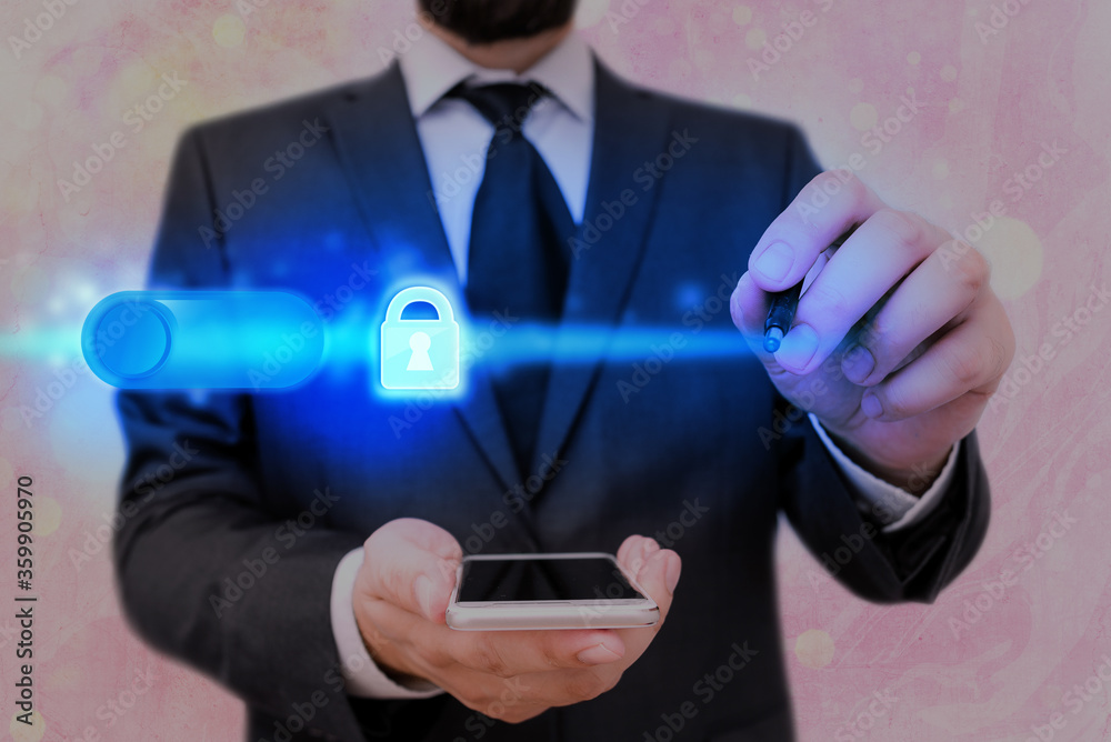 Poster graphics padlock for web data information security application system
