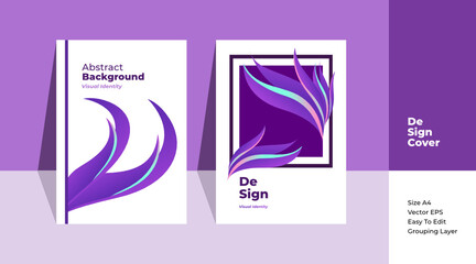 set of vector cards template with elegant purple color