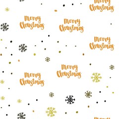 Fototapeta premium Dark Green, Yellow vector seamless texture with colored snowflakes. Shining colorful illustration with snow in christmas style. Template for business cards, websites.