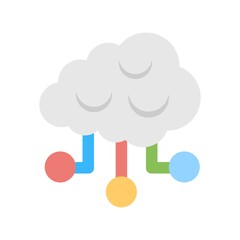 Distributed cloud computing storage icon illustration. Virtual database symbol.
