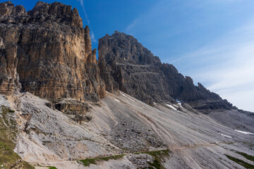 Tre Cime di Lavaredo. Majestic peaks in the Dolomites. Italy.