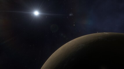 Cosmic landscape, beautiful science fiction wallpaper with endless deep space. 3D render